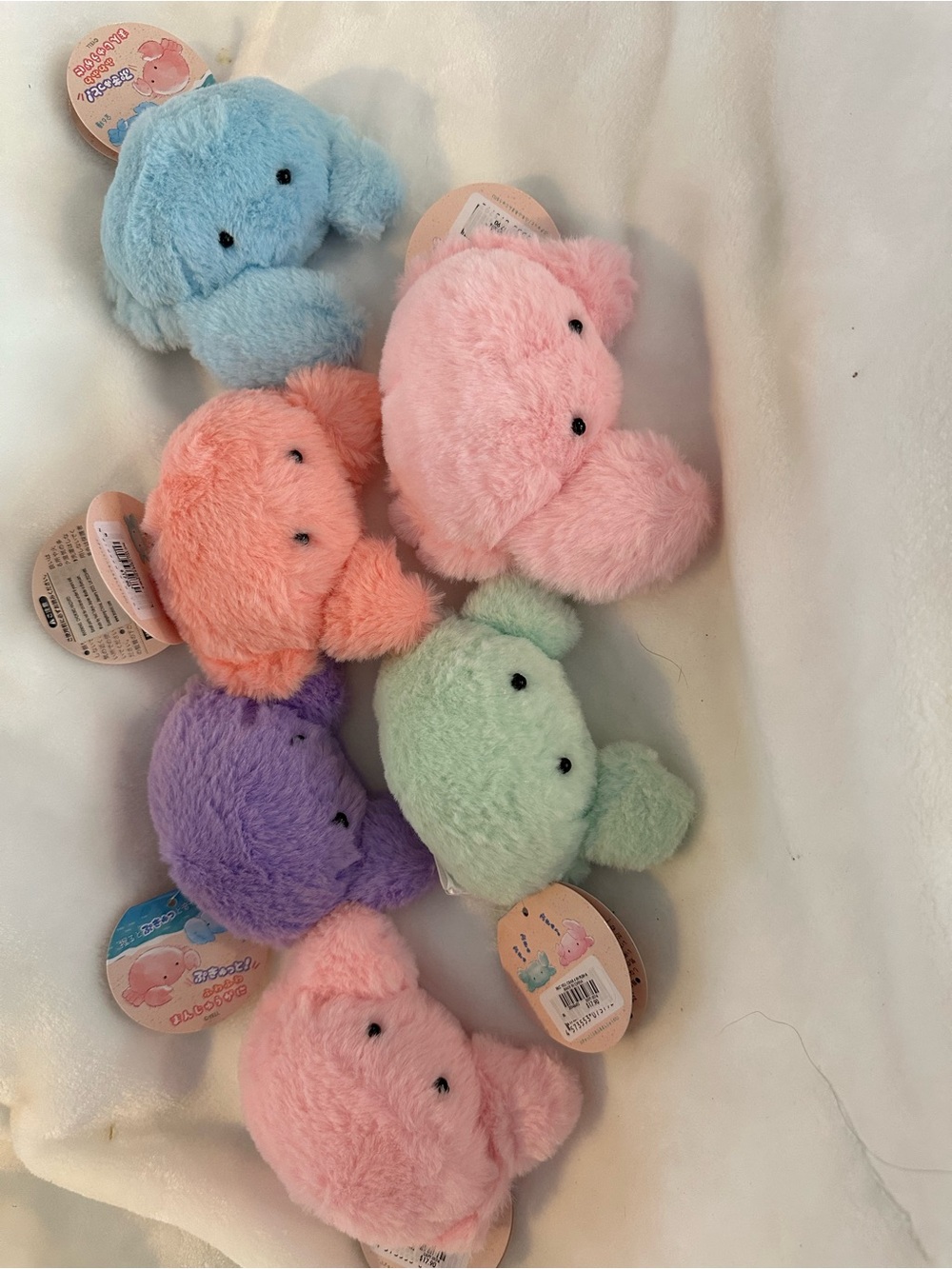 Set of 6: Mini Plush Pastel Crabs (2 Pink, Blue, Purple, Green, Peach) NWT